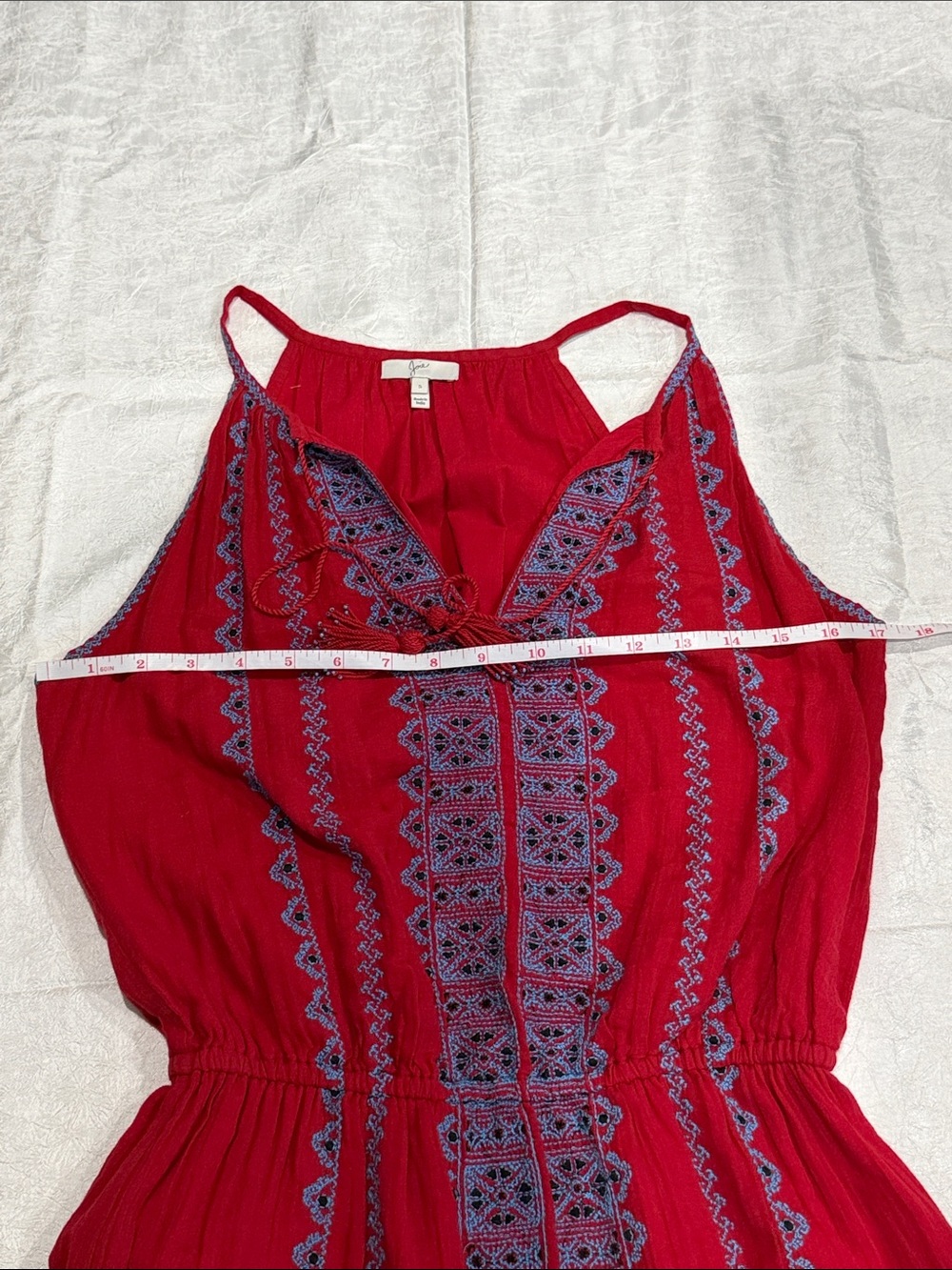 Joie Embroidered Boho Mini Dress Muted Red Size Small - Picture 8 of 11